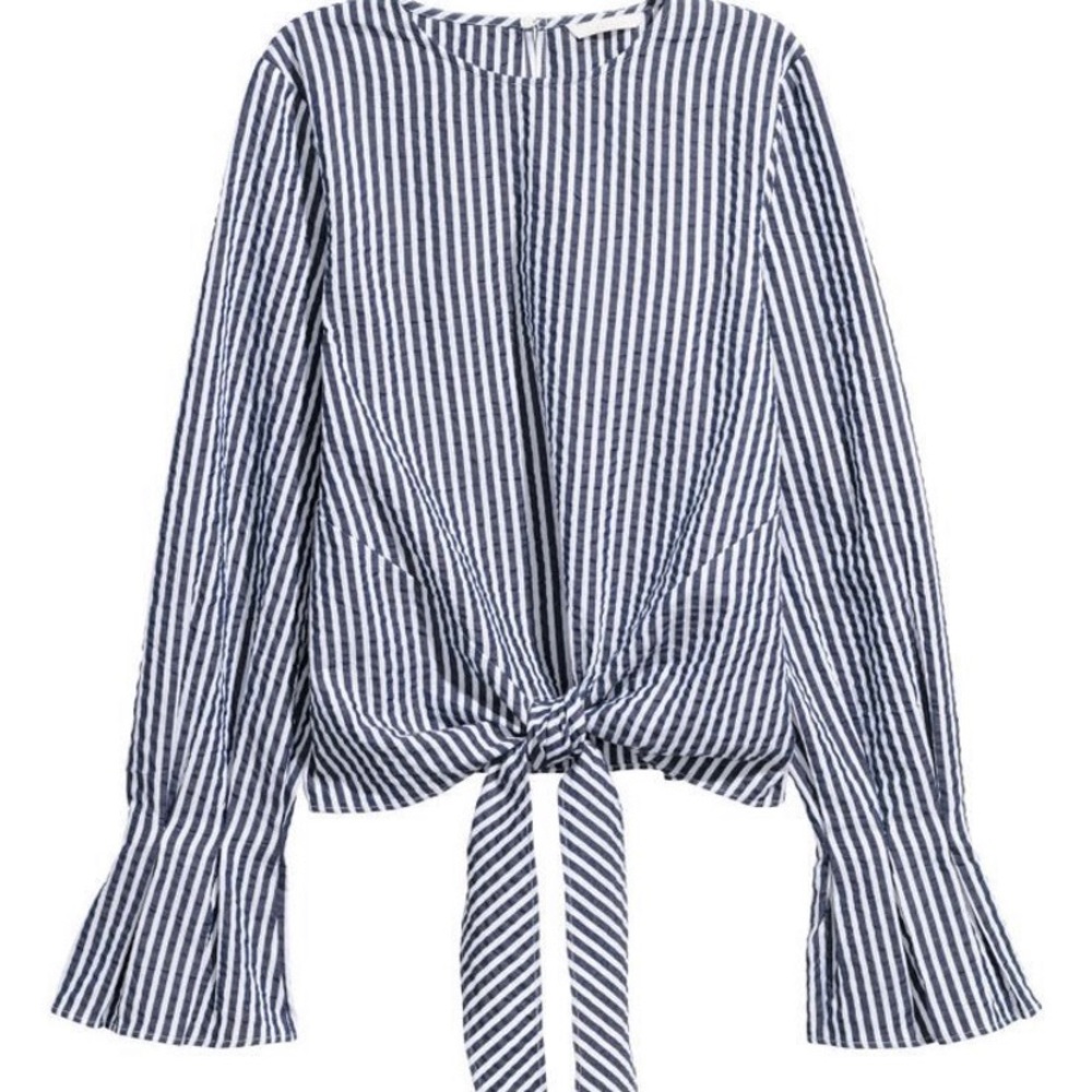 H&M Striped Tie Blouse